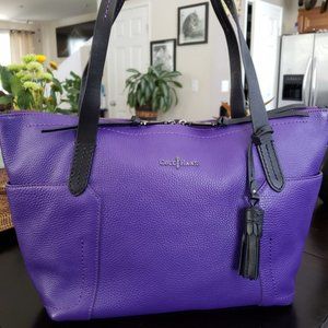 Cole Haan Purple Pebbled Leather Tote Brand New
